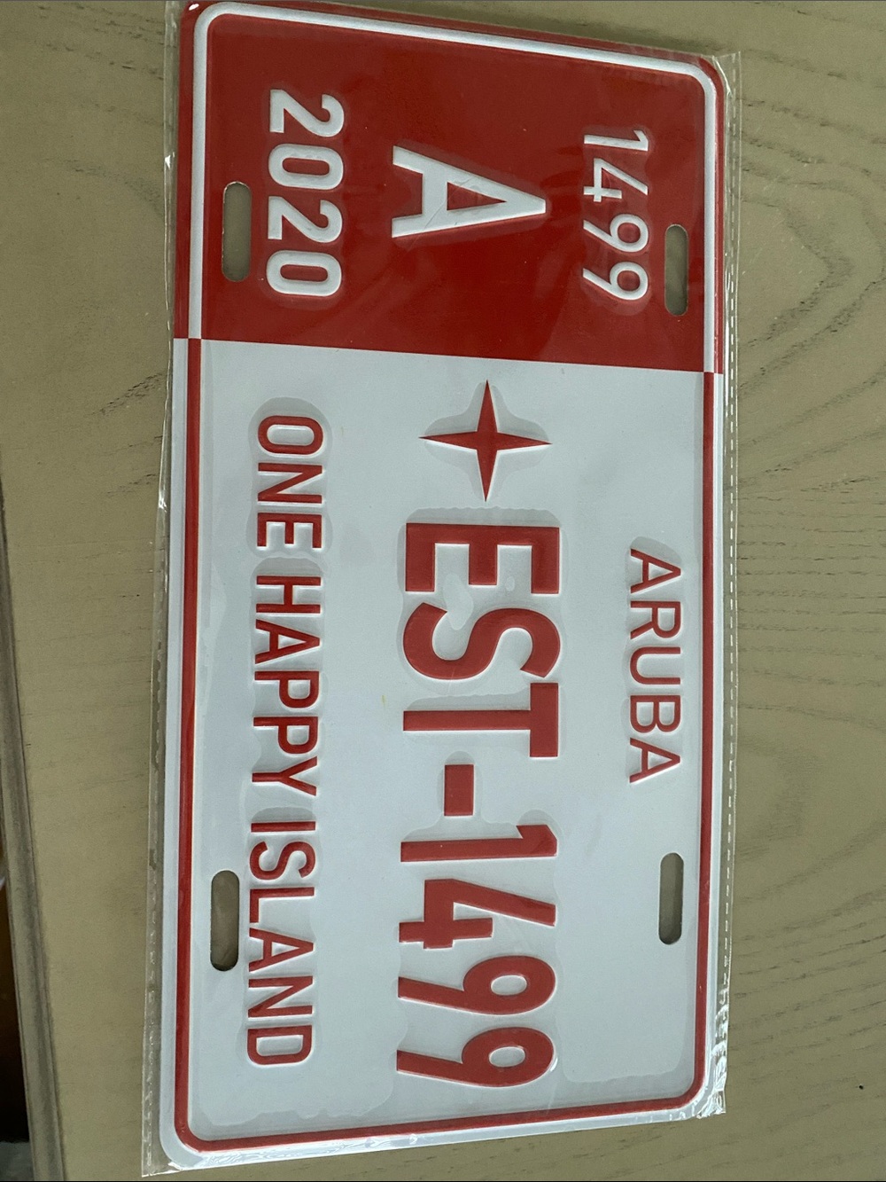 Aruba Souvenir License Plate - Red & White